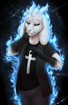  anthro caprine clothed clothing dark_(character) fangs fire goat horn hvost looking_at_viewer magic male mammal smile solo teeth undertale video_games 