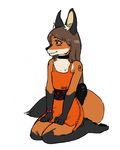  anthro canine clothed clothing collar crossdressing fox fur girly hair hinia kneeling male mammal simple_background sketch solo white_background 