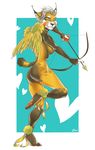  anthro bow_(weapon) breasts female furlana looking_at_viewer mammal nude pussy ranged_weapon red_panda smile solo standing weapon 