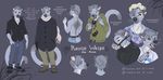  anthro clothed clothing english_text fossa fur hair hvost looking_at_viewer male mammal model_sheet open_mouth solo text whiskers 