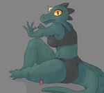  anthro bea_(nitw) blush breasts caught clothed clothing colored_nails lizard looking_at_viewer night_in_the_woods reptile scalie solo underwear unknown_artist 