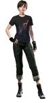  3d absurdres blue_eyes boots brown_hair capcom choker earrings fingerless_gloves gloves highres jewelry official_art pants pants_rolled_up rebecca_chambers resident_evil shirt short_hair solo t-shirt 