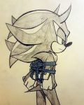  2018 anthro bdsm biped bondage bound butt fur harness invalid_tag male mammal rear_view rope rope_bondage rope_harness shadow shadow_the_hedgehog sketch solo sonic_(series) standing toony traditional_media_(artwork) triplecancer tuft video_games 