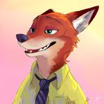  anthro canine clothed clothing disney fox fur looking_at_viewer male mammal nick_wilde open_mouth simple_background smile snowfoxatheart solo zootopia 