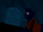  anthro cat clothed clothing feline female forest mae_(nitw) mammal night night_in_the_woods solo tombstone tree unknown_artist 