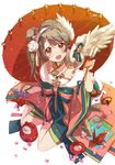  :d animal animal_on_shoulder arrow bell bird bird_on_shoulder blush bow cherry_blossoms chicken commentary crescent cup ema eyebrows_visible_through_hair fan feathers flower folding_fan hair_bow hair_flower hair_ornament hamaya hekicha highres holding japanese_clothes jingle_bell long_hair long_sleeves looking_at_viewer love_live! love_live!_school_idol_project minami_kotori open_mouth oriental_umbrella origami paper_balloon paper_crane petals rooster rose sakazuki sandals sitting smile solo spinning_top star tassel umbrella white_background white_flower white_rose wide_sleeves yellow_eyes yokozuwari 