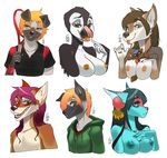  anthro avian bird breasts canine clothed clothing female fur furlana group hair looking_at_viewer male mammal nipples nude puffin smile tennis_racket toy 