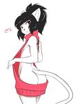  anthro blush butt clothed clothing crossdressing feline girly looking_at_viewer male mammal mercy solo standing suelix virgin_killing_sweater 