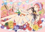  banana banana_slice bangs berries black_hair blueberry bound bound_wrists bow candy cherry closed_eyes cookie cream cream_on_face flower food food_on_face food_on_legs fruit hair_bow heart karuha leaf licking_lips looking_at_another love_live! love_live!_school_idol_project multiple_girls naked_towel nishikino_maki orange_hair pocky raspberry red_eyes red_hair ribbon rose short_hair sitting sitting_on_person star strawberry string_of_flags sweets tongue tongue_out towel whipped_cream white_ribbon wrist_bow yazawa_nico yellow_bow yuri 