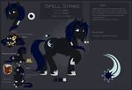  black_feathers black_fur blue_hair cutie_mark english_text equine fan_character feathered_wings feathers feral fur grey_eyes hair hooves horn kitchiki mammal my_little_pony smile solo text winged_unicorn wings 
