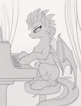  ambiguous_gender bat_pony equine eyelashes fan_character feral fur hooves mammal musical_instrument my_little_pony piano sitting sketch smile solo yakovlev-vad 