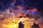  1girl backlighting bad_id bad_pixiv_id cloud evening from_behind inuyasha outstretched_arms pixiv_id rin_(inuyasha) running sesshoumaru side_ponytail sky spread_arms sun sunlight sunset tougetsu_sou twilight 
