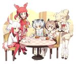  5girls :d :t =3 ^_^ alpaca_ears alpaca_suri_(kemono_friends) alpaca_tail animal_ears ankle_boots bangs beige_ribbon beige_vest bird_tail black_footwear blonde_hair blunt_bangs blush boots brown_eyes buttons chair closed_eyes coat commentary cup curry curry_rice dish drawstring drink drinking_glass eating eighth_note eurasian_eagle_owl_(kemono_friends) eyebrows eyebrows_visible_through_hair eyelashes facing_another feathered_wings feathers food frilled_sleeves frills from_side fur-trimmed_boots fur-trimmed_sleeves fur_trim gloves gradient_hair gradient_ribbon grey_hair hair_between_eyes hair_bobbles hair_bun hair_ornament hair_over_one_eye hair_ribbon happy head_wings heart holding holding_cup holding_spoon japanese_crested_ibis_(kemono_friends) jitome kemono_friends long_sleeves looking_at_another looking_down low_twintails mary_janes motion_lines multicolored_hair multiple_girls musical_note neck_ribbon no_nose northern_white-faced_owl_(kemono_friends) open_mouth outdoors outline pantyhose pink_skirt plaid pleated_skirt red_hair red_legwear red_ribbon red_skirt ribbon rice scarlet_ibis_(kemono_friends) serving shadow shirt shoe_ribbon shoe_soles shoes short_hair short_hair_with_long_locks shorts sidelocks sitting skirt sleeveless smile sparkle spoon spoon_in_mouth standing swept_bangs table tablecloth tail tareme tea teacup thighhighs tray tress_ribbon tsurime twintails twitter_username two-tone_hair vest wall white_footwear white_gloves white_hair white_legwear white_outline white_shirt wide_sleeves wings wooden_table yellow_buttons yellow_eyes zettai_ryouiki zn_(zzzzzni) |d 