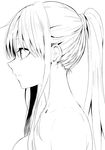  attsun_(atsushi_jb) bangs breasts close-up closed_mouth from_side greyscale hair_between_eyes highres lineart long_hair medium_breasts monochrome nape original ponytail profile sidelocks solo upper_body 