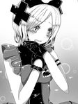  asaya_(1925asaya) bad_id bad_twitter_id blush commentary crying crying_with_eyes_open gloves greyscale mahou_shoujo_ikusei_keikaku monochrome sad shadowgale short_hair solo tears 