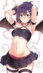  1girl armpits arms_up blush breasts demon_wings gabriel_dropout hairclip heart looking_at_viewer miniskirt navel purple_eyes purple_hair skirt smile solo suisen_toire_(moko924) tagme tsukinose_vignette_april tubetop wings 