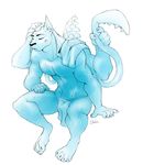  4_arms anthro blue_theme canine hybrid male mammal monster multi_arm multi_limb muscular sitting sketch solo towel yogoat 