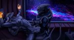  2017 alien anal anal_penetration armor balls clothed clothing cum digital_media_(artwork) erection fish hair hi_res internal linuell male male/male marine mass_effect nude penetration penis sex shark simple_background space turian video_games 