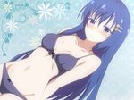  1girl ange_vierge bikini blue_eyes blue_hair blush breasts groin hair_ornament kadokura_umekichi navel small_breasts solo sougetsu_saya star_hair_ornament 