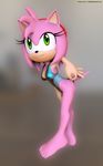  3d_(artwork) amy_rose anthro armpits bbmbbf big_eyes clothed clothing digital_media_(artwork) female fur hedgehog hi_res mammal mobius_unleashed palcomix pink_fur simple_background solo sonic_(series) toony 