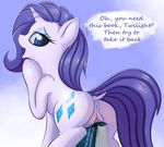 2017 anus blue_eyes blush book butt cutie_mark dock english_text equine eyeshadow female feral friendship_is_magic hair hi_res horn long_hair makeup mammal my_little_pony open_mouth pussy pussy_juice rarity_(mlp) solo text twiren unicorn 
