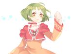  1girl ahoge blush brown_eyes dress farah_oersted green_hair short_hair smile tales_of_(series) tales_of_eternia 