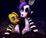  2017 3d_(artwork) animatronic anthro areola avian big_breasts big_penis bird blue_eyes bow breasts canine chicken collaborative_fellatio dickgirl dickgirl/female digital_media_(artwork) erection fellatio female five_nights_at_freddy&#039;s five_nights_at_freddy&#039;s_2 fox funtime_foxy_(fnaf) fur gentle_puppet group group_sex hair hi_res holding_head humanoid_penis intersex intersex/female licking looking_at_viewer machine mammal mangle_(fnaf) marionette_(fnaf) nipples nude open_mouth oral penis penis_lick purple_hair robot sex smile source_filmmaker threesome titfuck tongue tongue_out toy_chica_(fnaf) video_games white_fur 