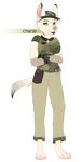  alpha_channel anthro barefoot blue_eyes canine clothed clothing crossed_arms digitigrade dog female fur kitchiki mammal simple_background smile solo standing transparent_background white_fur 