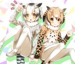  2girls :o blonde_hair blush brown_eyes buttons coat dot_nose eurasian_eagle_owl_(kemono_friends) eyebrows_visible_through_hair fur_collar gradient_eyes gradient_hair grey_footwear grey_hair hair_between_eyes hand_up head_wings holding_hands kemono_friends knees_to_chest knees_up light_brown_eyes light_brown_hair loafers long_sleeves looking_at_viewer mii_no_suke multicolored multicolored_background multicolored_eyes multicolored_hair multiple_girls northern_white-faced_owl_(kemono_friends) open_mouth orange_eyes panties panties_under_pantyhose pantyhose pantyshot pantyshot_(sitting) pointing pointing_at_viewer shiny shiny_skin shoes short_hair sitting tail tareme underwear v white_hair white_legwear white_panties wings yellow_eyes 