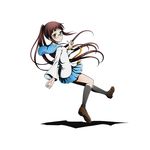  alpha_transparency black_legwear blue_skirt brown_hair divine_gate floating_hair full_body glasses green_eyes kneehighs long_hair long_legs looking_at_viewer miyamoto_ruri nisekoi official_art pleated_skirt ponytail ribbon school_uniform serafuku shadow shirt skirt solo transparent_background ucmm very_long_hair white_shirt yellow_ribbon 