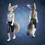  2017 3d_(artwork) abstract_background alphalupi angry animated anthro canine digital_media_(artwork) fennec fluffy fluffy_tail fox fur heterochromia loop male mammal red_eyes short_pants smile solo tan_fur walk_cycle whiskers zorryn 
