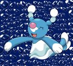  2016 blue_background brionne bubble cute eyes_closed female feral happy mammal marine nintendo open_mouth pinniped pok&eacute;mon simple_background smile solo superpikachulover123_(artist) video_games 