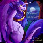  amethystdust anthro breasts butt dragon english_text female glowing glowing_eyes horn looking_at_viewer smile solo text tongue tongue_out wings 