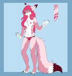  anthro breasts canine clothed clothing female fox looking_at_viewer mammal manikanika model_sheet nipples panties smile solo topless underwear 