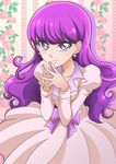  black_eyes blush dress kirakira_precure_a_la_mode kotozume_yukari long_hair precure purple_hair smile 