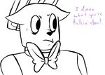  2015 animatronic anthro bonnie_(fnaf) bow_tie dialogue english_text five_nights_at_freddy&#039;s inkyfrog lagomorph machine male mammal rabbit restricted_palette robot simple_background solo sweat sweatdrop text video_games white_background 