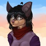  anthro canine clothed clothing eyewear female fur glasses hair looking_at_viewer mammal manikanika smile solo 