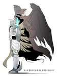  angel angel_wings armor bandai claws demon demon_(digimon) demon_wings digimon fallen_angel full_armor horns light_sword male_focus multiple_wings no_humans robe royal_knights seraphimon seven_great_demon_lords sword tail wings 
