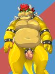  anthro balls bowser cock_ring flaccid humanoid_penis koopa looking_at_viewer male mario_bros markwulfgar musclegut nintendo penis scalie smile solo standing uncut video_games 