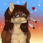  &lt;3 anthro breasts canine feathers female fur hair looking_at_viewer mammal manikanika nude smile solo 