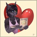  &lt;3 anthro canine clothed clothing female food fur hair heterochromia mammal manikanika pizza smile solo tongue tongue_out 