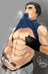  abs ace_of_diamond baseball_uniform black_gloves black_hair breath censored clenched_teeth cum gloves green_eyes heart heart_censor hifumi_(3b_x) isashiki_jun male_focus male_masturbation male_pubic_hair masturbation mouth_hold muscle nipple_tweak nipples pants pectorals penis precum pubic_hair self_fondle shirt_tan sportswear sweat tan tanline teeth trembling turtleneck wall white_pants yuuki_tetsuya 