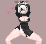  animated animated_gif arms_up ass_shake black_dress blindfold breasts cleavage cleavage_cutout dancing hairband heart large_breasts legs legs_apart nier_(series) nier_automata panties pink_crown pixel_art pixelated restrained short_hair thighs tied_up torn_clothes white_hair white_panties yorha_no._2_type_b 