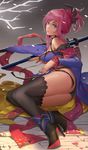  ass fate/grand_order heels itoucon japanese_clothes miyamoto_musashi_(fate/grand_order) pantsu string_panties sword thighhighs 