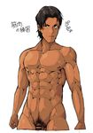  1boy abs arima_(arima_bn) flaccid male_focus muscle nipples nude pecs solo 