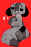  anthro berseepon09 breasts butt canine kneeling looking_at_viewer mammal nintendo open_mouth solo sweat switch_dog video_games 