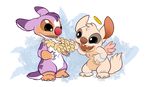  disney duo fan_character fur kitchiki lilo_and_stitch open_mouth pink_nose purple_fur smile standing teeth tongue white_fur 