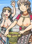  2girls artist_request black_hair breasts brown_eyes dress hat large_breasts long_hair minoan multiple_girls original 