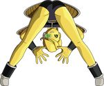  butt dragon_ball dragon_ball_xenoverse female green_eyes looking_at_viewer majin scouter solo taino yellow_skin 