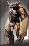  armor claws digimon digimon_adventure gauntlets helmet highres horns male_focus monster no_humans ookaminoki solo spikes wargreymon 